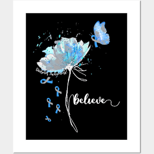 Womens Believe Flower-Butterfly Diabetes Posters and Art